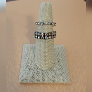 Adjustable stretch Rhinestone Rings set of 2 - Vintage